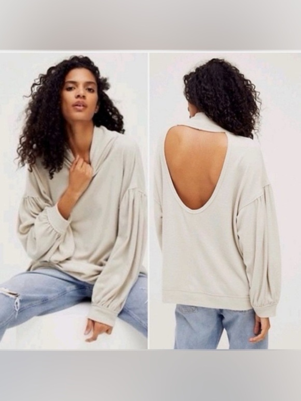 WE THE FREE - FREE PEOPLE "WINNIE" TOP LIGHT GREY - Size XL